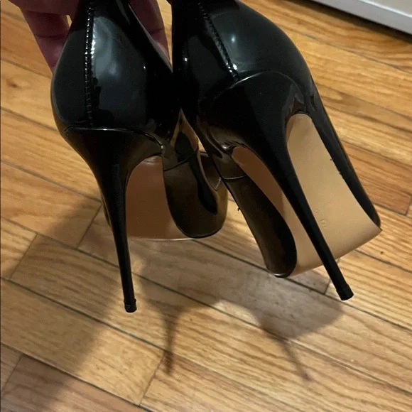FSJ Black Patent Leather High Heels Office Pointed Toe Pumps Shoes - Picture 7 of 8